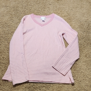 Vintage Oscar de la Renta, small pink‎ and white striped soft PJ top